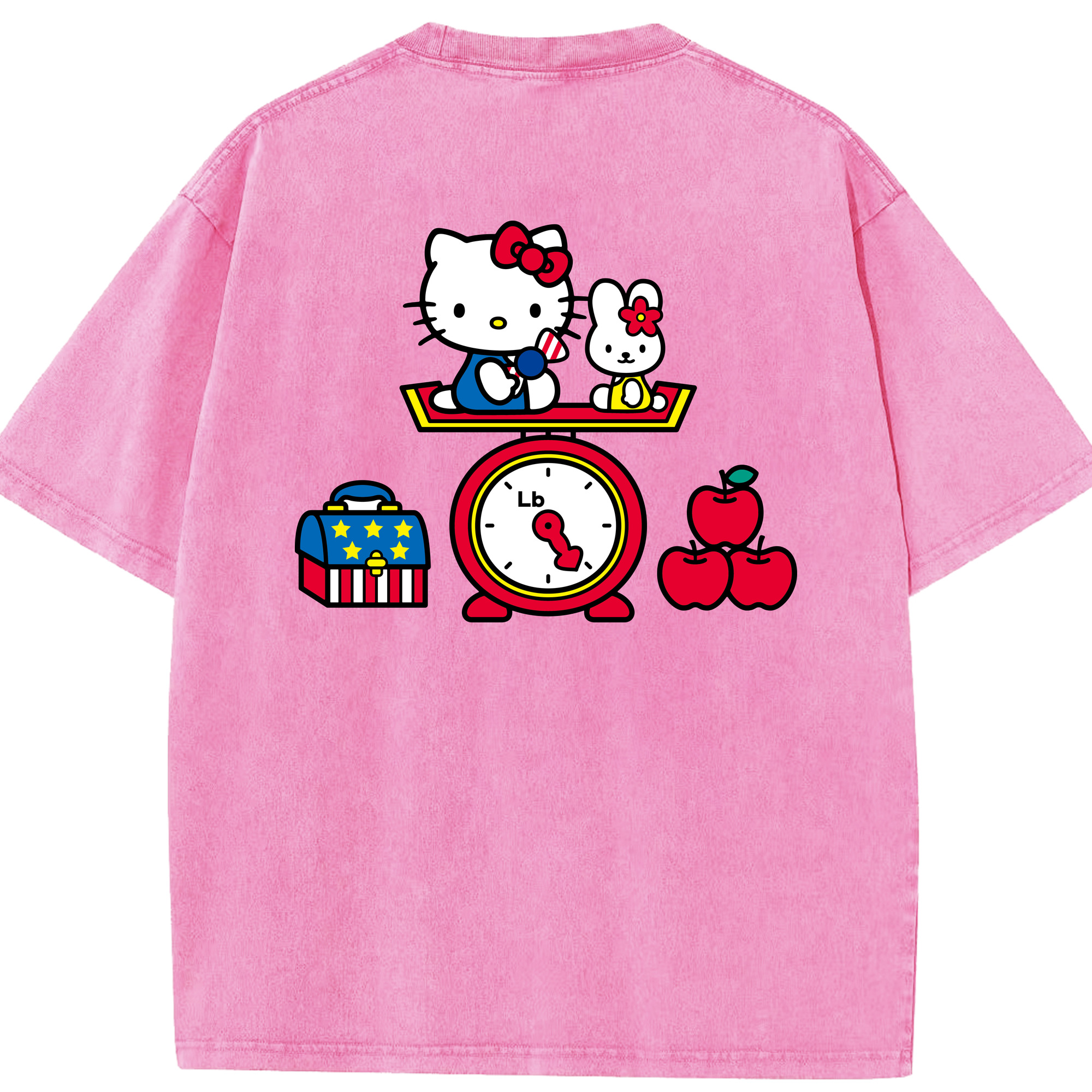 （画像用） Hello Kitty ハローキティ 綿100% ヴィンテージ風 半袖Tシャツ（背面プリント）